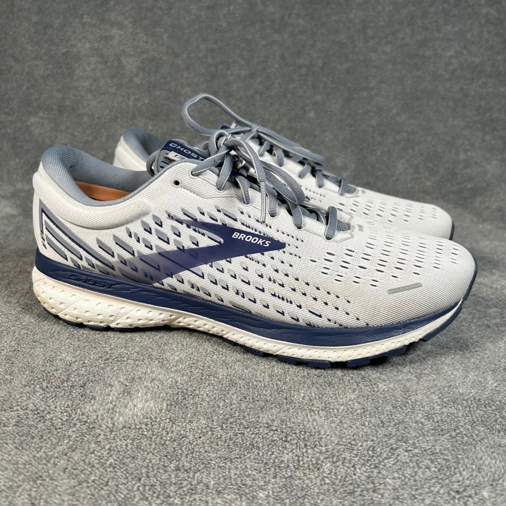 Brooks Ghost 13 Running Shoes Grey Navy Blue Extra Wide 4E 1103484E161 Mens 10